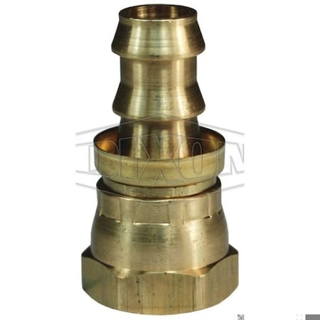 Dixon Ball Seat Hose Barb Fitting with Brass Cap, Female NPSM Swivel x Push-On Hose Barb End Style, Brass 2780808CBC